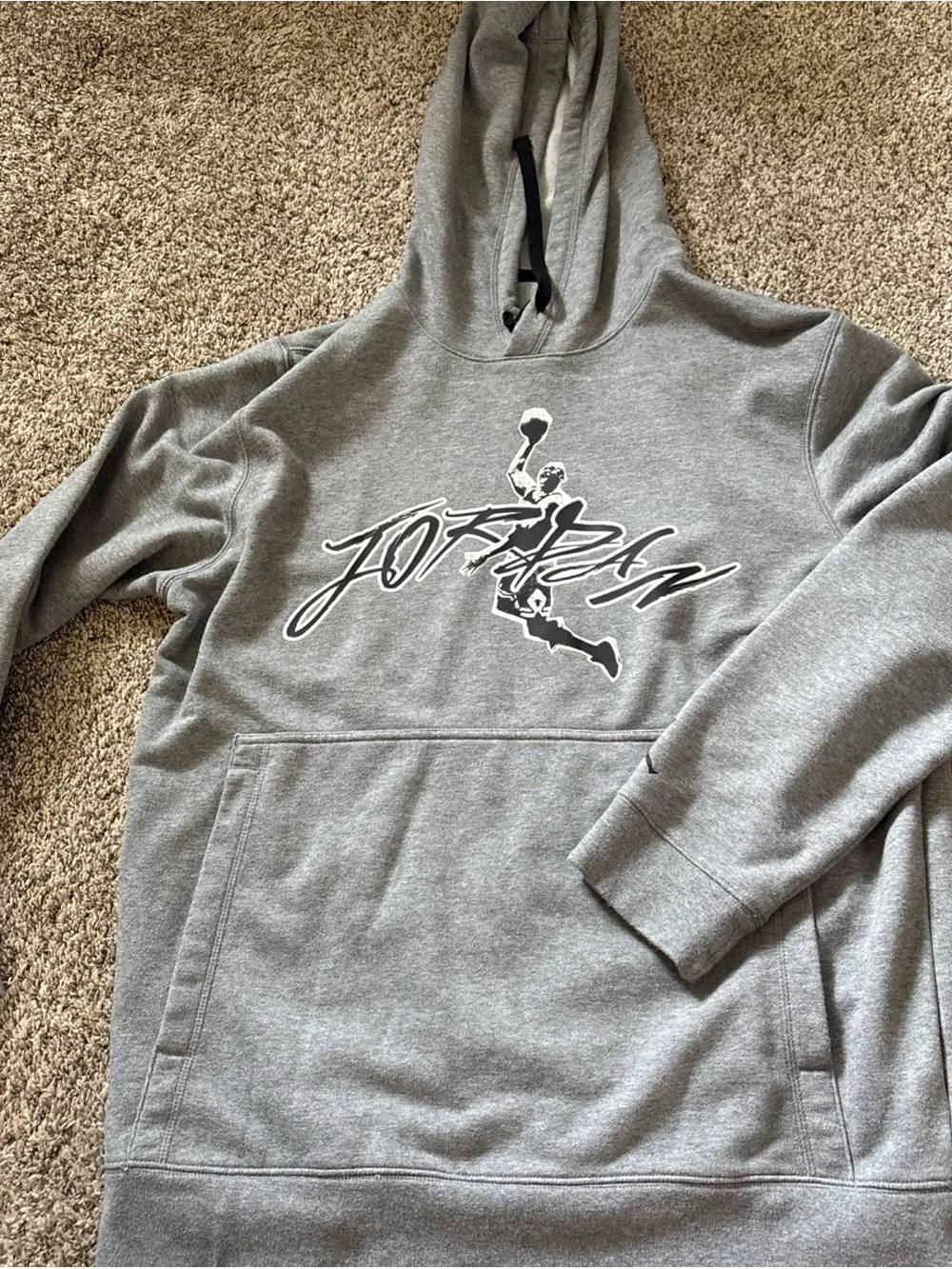 Jordan Gray Pullover Hoodie with Jumpman Script